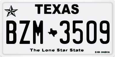 TX license plate BZM3509