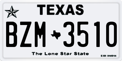 TX license plate BZM3510