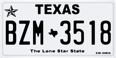 TX license plate BZM3518