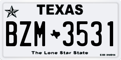 TX license plate BZM3531