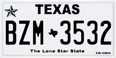 TX license plate BZM3532
