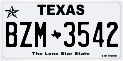 TX license plate BZM3542