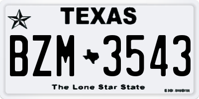 TX license plate BZM3543