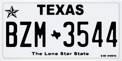 TX license plate BZM3544