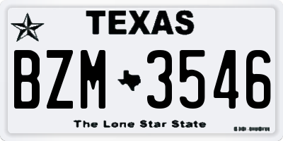 TX license plate BZM3546