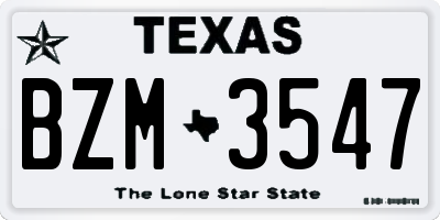 TX license plate BZM3547