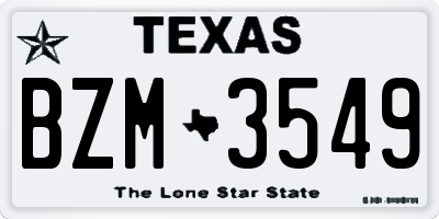 TX license plate BZM3549