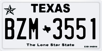 TX license plate BZM3551