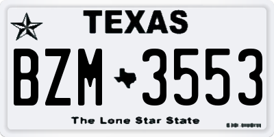 TX license plate BZM3553