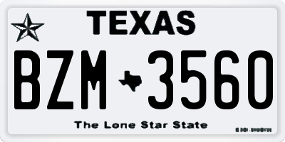 TX license plate BZM3560