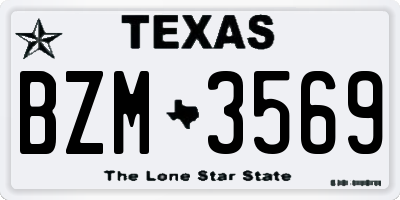 TX license plate BZM3569