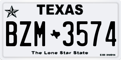 TX license plate BZM3574