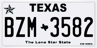 TX license plate BZM3582