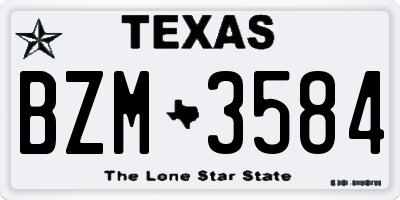 TX license plate BZM3584