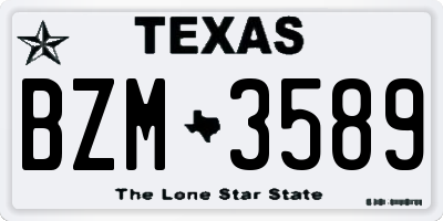 TX license plate BZM3589