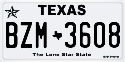 TX license plate BZM3608