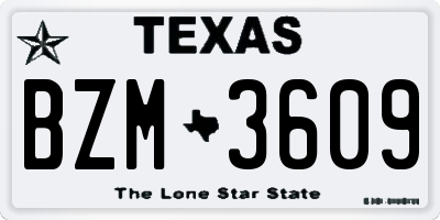 TX license plate BZM3609