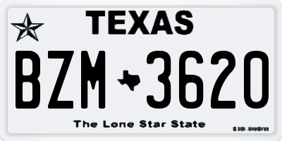 TX license plate BZM3620