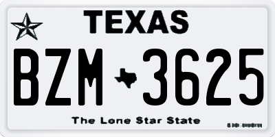 TX license plate BZM3625