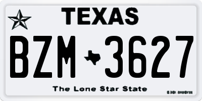 TX license plate BZM3627
