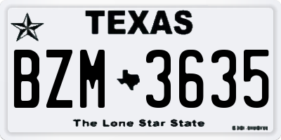 TX license plate BZM3635