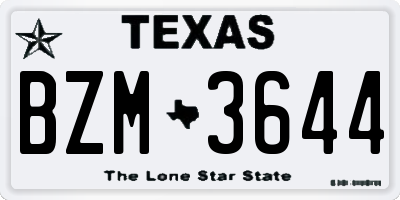 TX license plate BZM3644