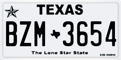 TX license plate BZM3654