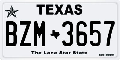 TX license plate BZM3657