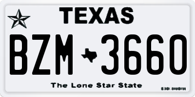 TX license plate BZM3660