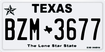 TX license plate BZM3677