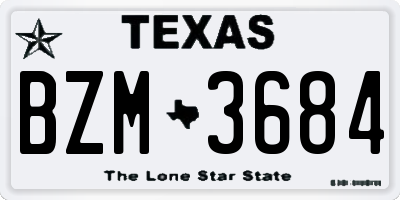 TX license plate BZM3684