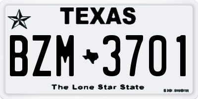 TX license plate BZM3701