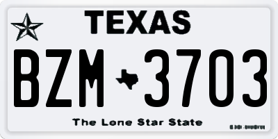 TX license plate BZM3703