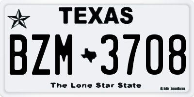 TX license plate BZM3708