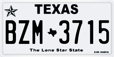 TX license plate BZM3715