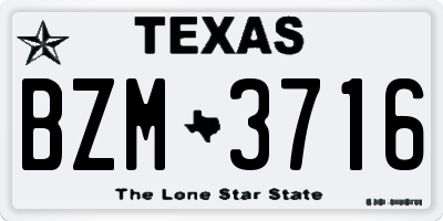 TX license plate BZM3716