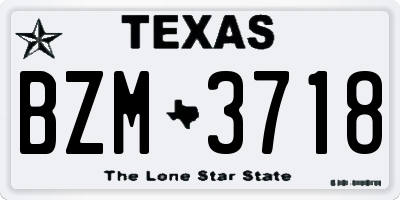 TX license plate BZM3718