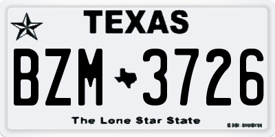 TX license plate BZM3726