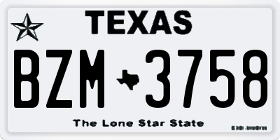 TX license plate BZM3758