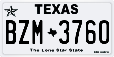 TX license plate BZM3760