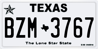 TX license plate BZM3767
