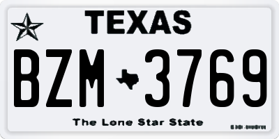 TX license plate BZM3769