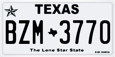 TX license plate BZM3770
