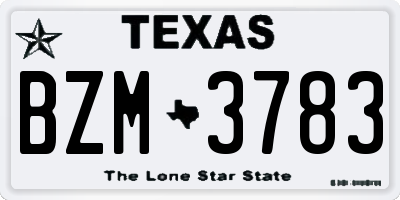 TX license plate BZM3783