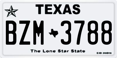 TX license plate BZM3788