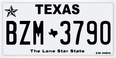 TX license plate BZM3790