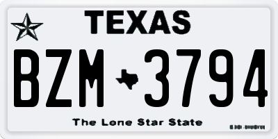 TX license plate BZM3794