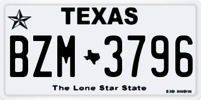 TX license plate BZM3796