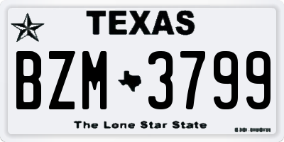 TX license plate BZM3799