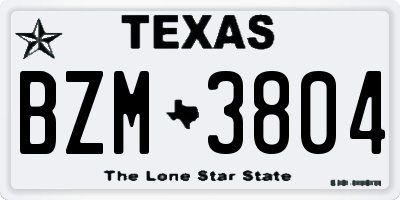 TX license plate BZM3804